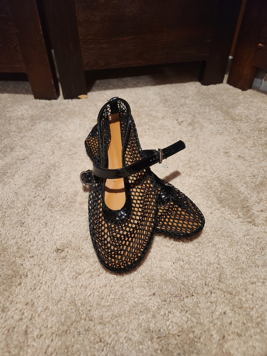 Shoes - Black Mesh Mary Jane Flats - Women's Stylish Comfort